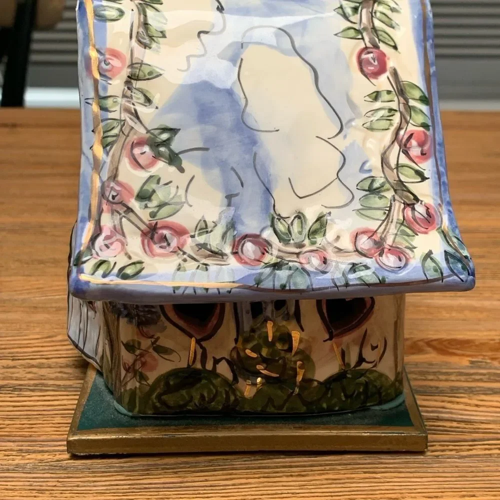 Blue Sky Candle Holder with Intricate Ceramic Accents